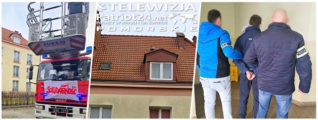 [VIDEO] Poszukiwany listami gończymi zatrzymany przez kryminalnych z Wrzeszcza. Policjanci ściągnęli mężczyznę z dachu